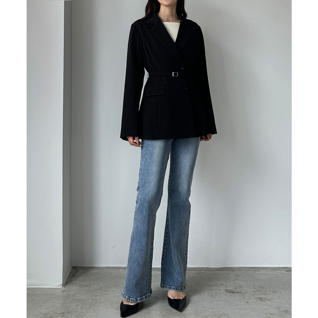 ルエレ Louere Louere ベルト付きウエストシェイプジャケット （ブラック） ブラック