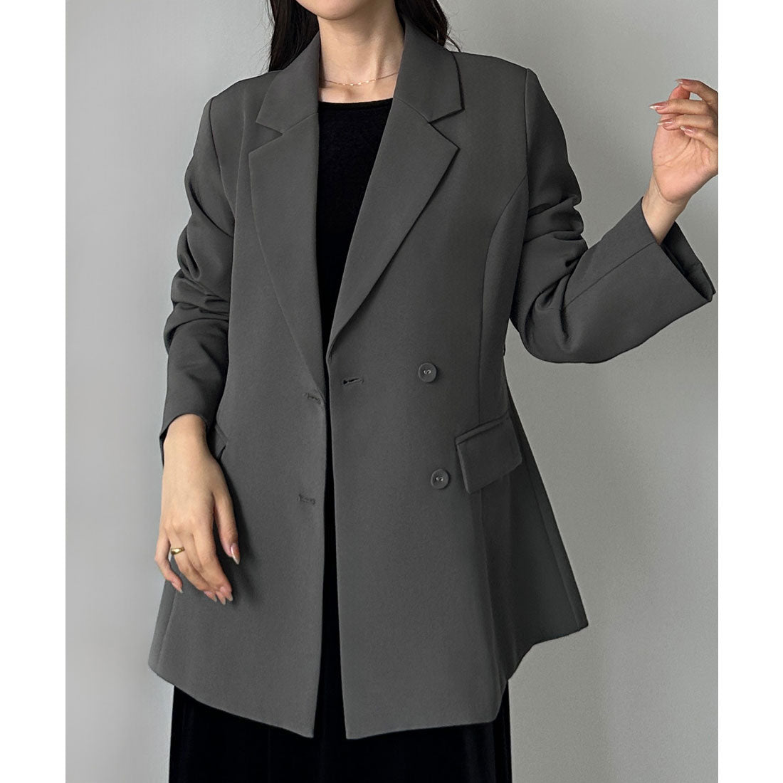 ルエレ Louere Louere ベルト付きウエストシェイプジャケット （ダークグレー） ダークグレー