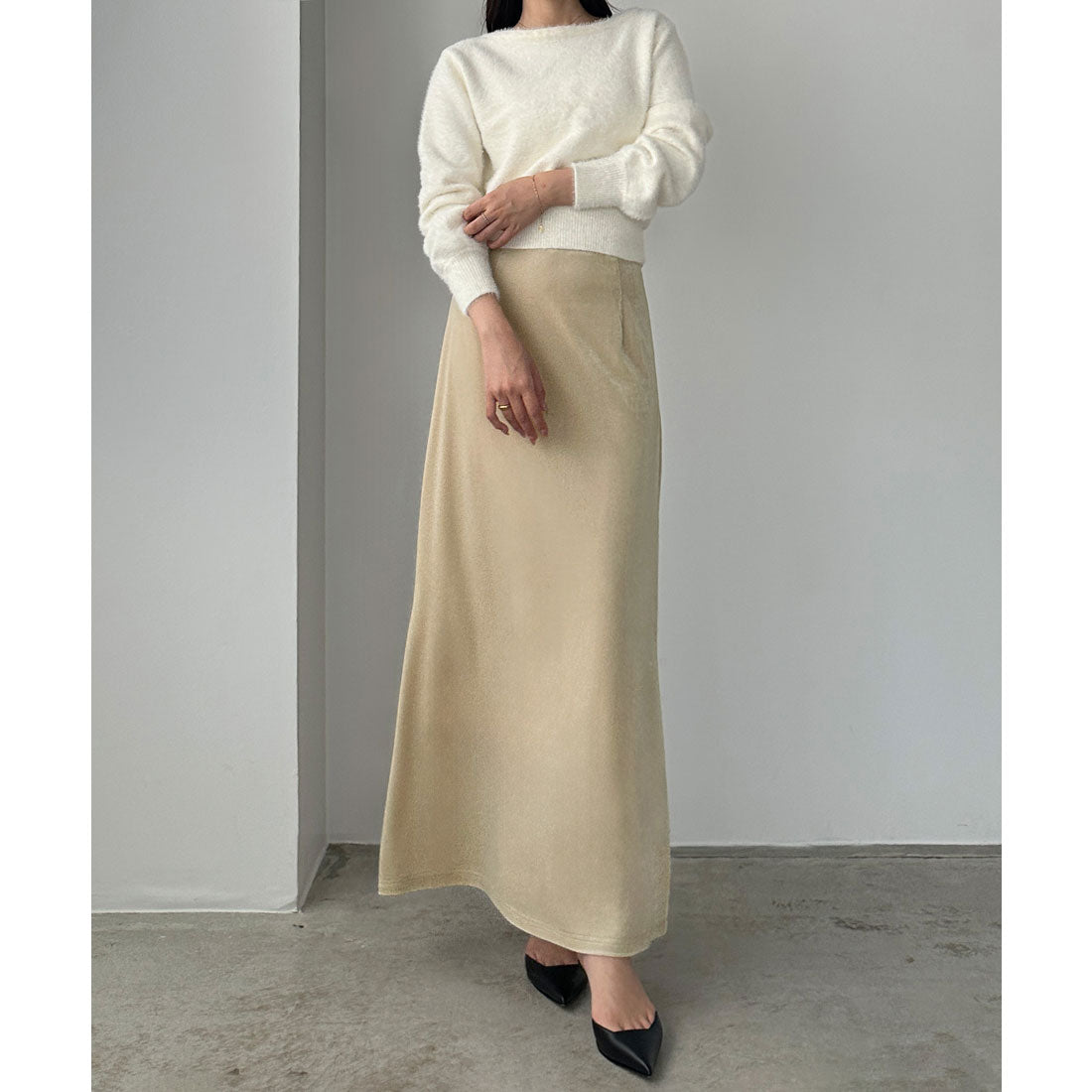 ルエレ Louere Louere ハイウエストべロアナロースカート （クリーム） クリーム