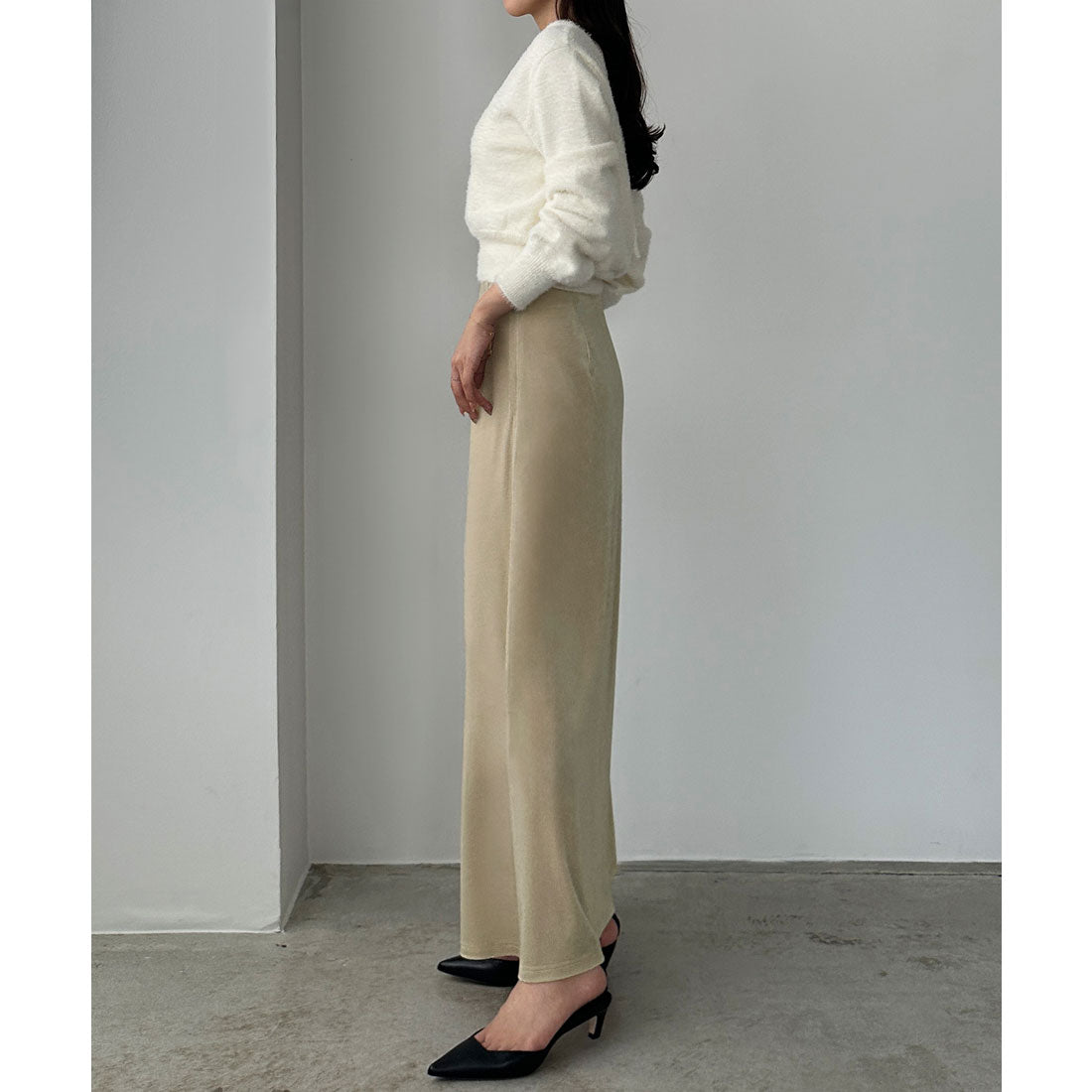 ルエレ Louere Louere ハイウエストべロアナロースカート （クリーム） クリーム