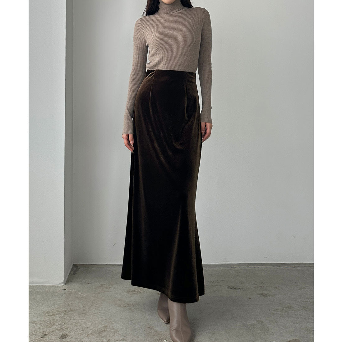 ルエレ Louere Louere ハイウエストべロアナロースカート （ブラウン） ブラウン