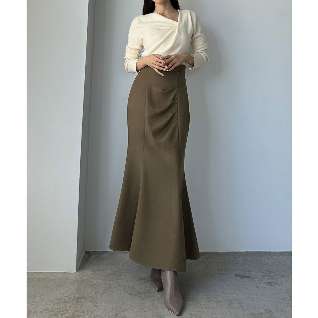 ルエレ Louere Louere ハイウエストドレープマーメイドスカート（通年素材） （グレージュ） グレージュ