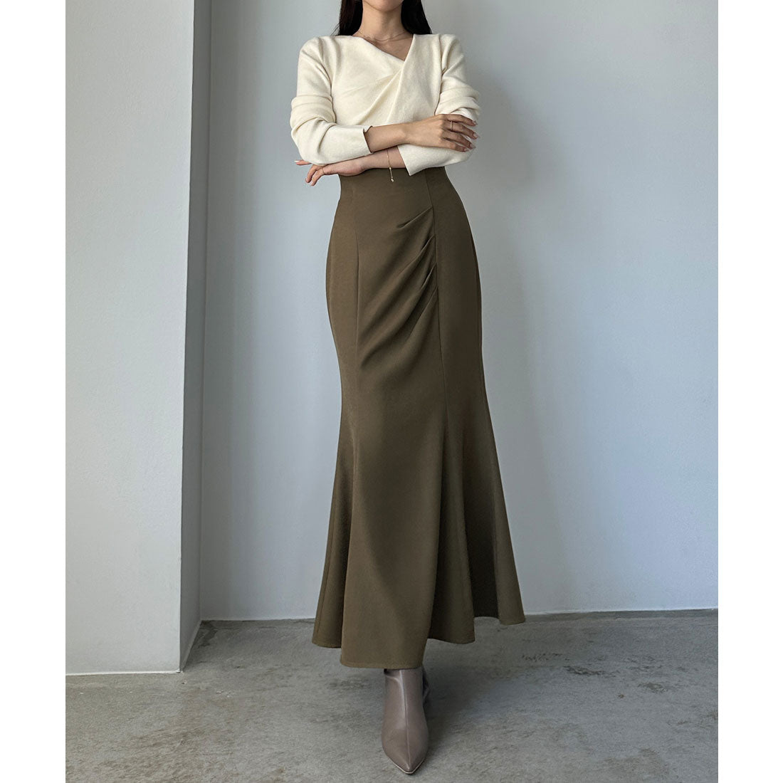 ルエレ Louere Louere ハイウエストドレープマーメイドスカート（通年素材） （グレージュ） グレージュ