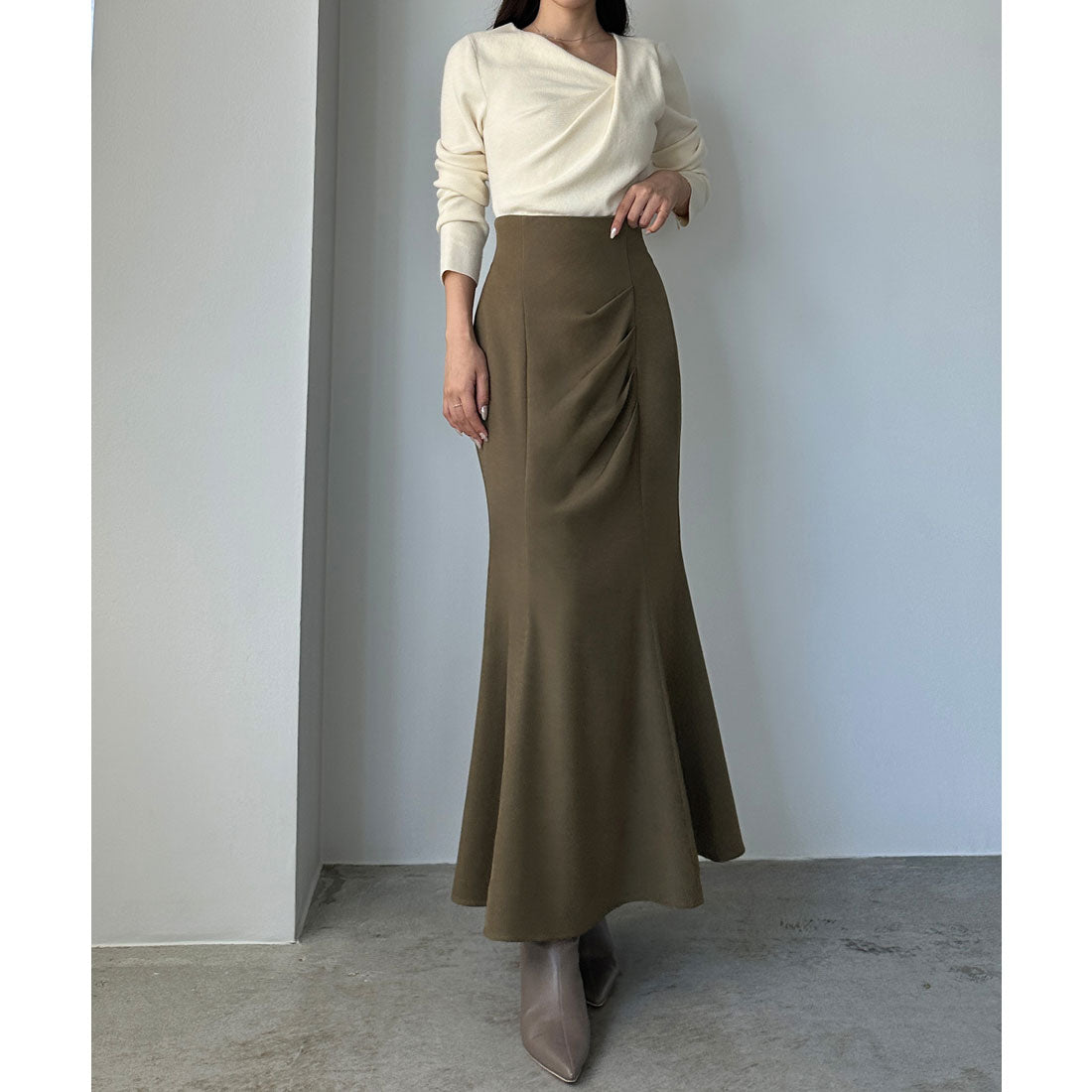 ルエレ Louere Louere ハイウエストドレープマーメイドスカート（通年素材） （グレージュ） グレージュ