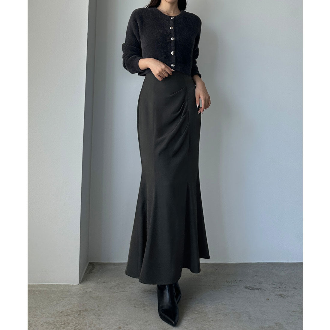 ルエレ Louere Louere ハイウエストドレープマーメイドスカート（通年素材） （チャコール） チャコール