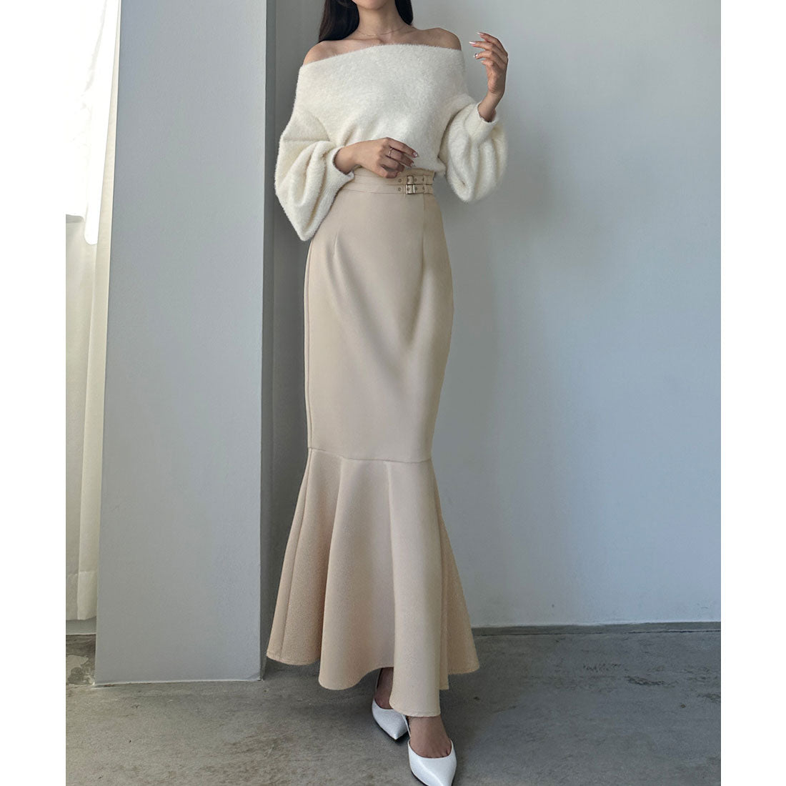 ルエレ Louere Louere ウエストベルトマーメイドスカート(通年素材) （ライトベージュ） ライトベージュ