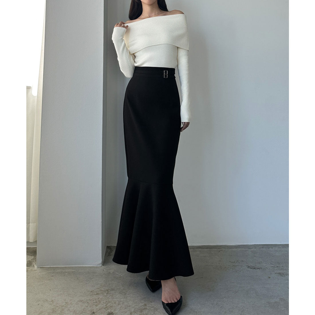 ルエレ Louere Louere ウエストベルトマーメイドスカート(通年素材) （ブラック） ブラック