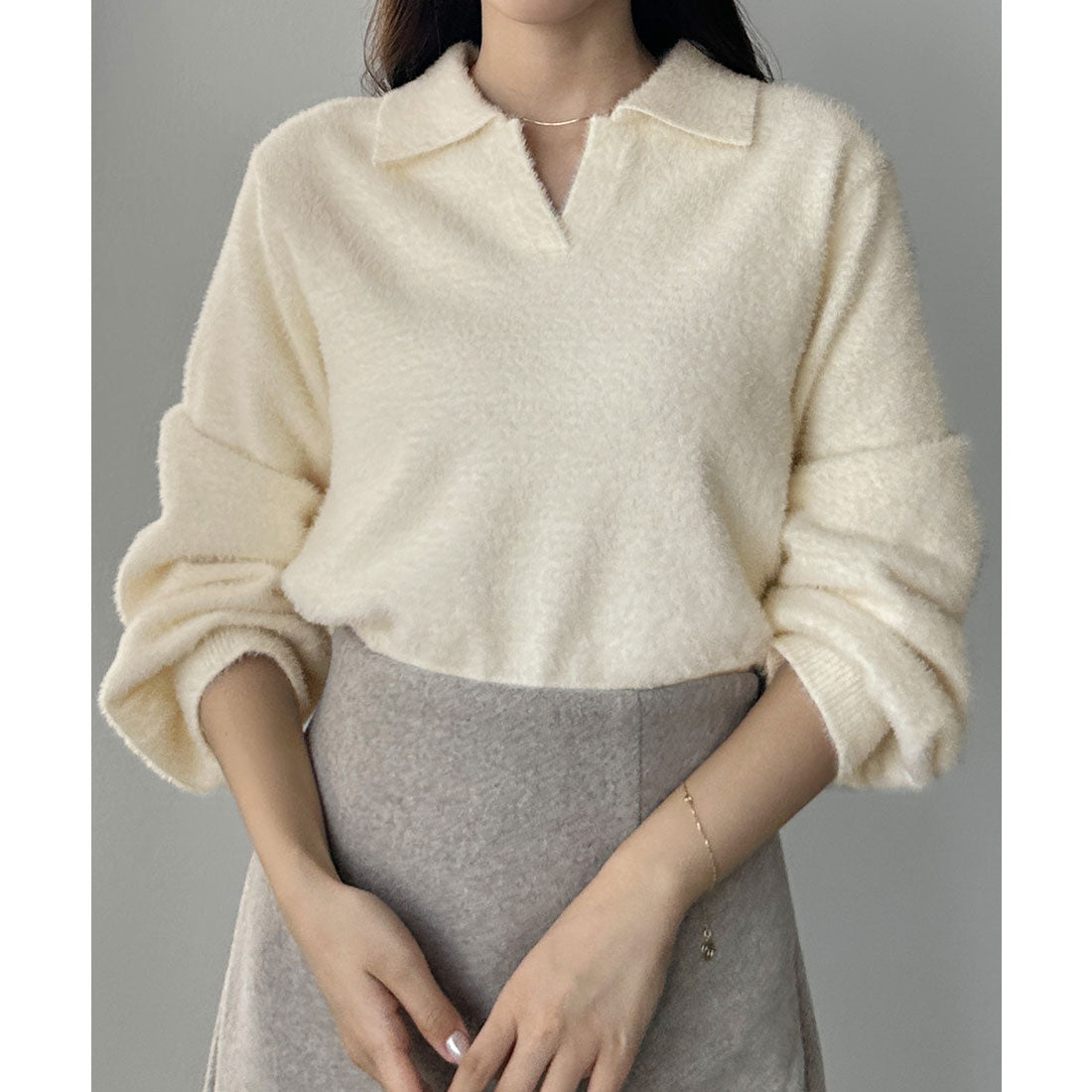 ルエレ Louere Louere シャギースキッパーニットトップス （アイボリー） アイボリー