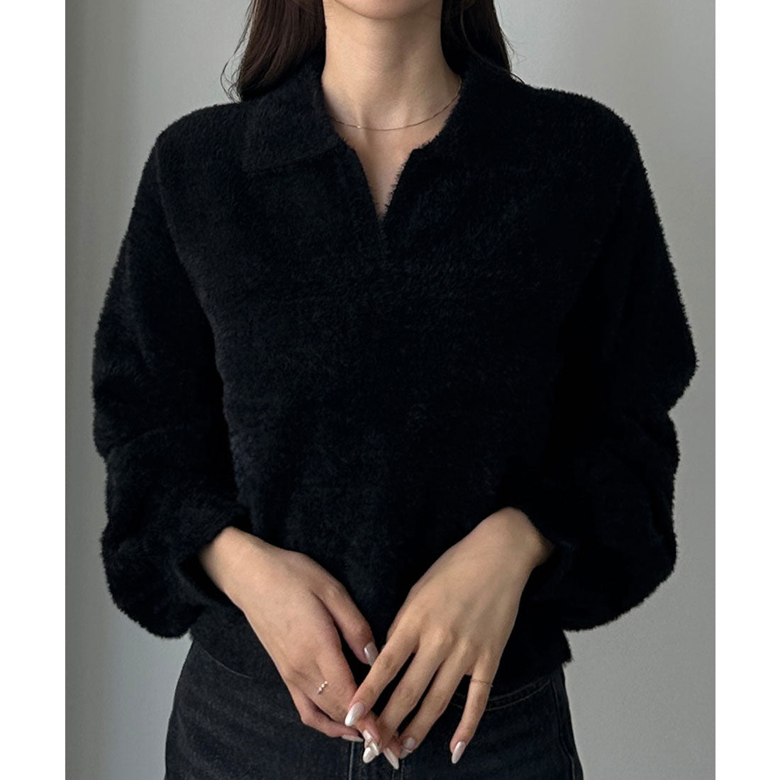 ルエレ Louere Louere シャギースキッパーニットトップス （ブラック） ブラック