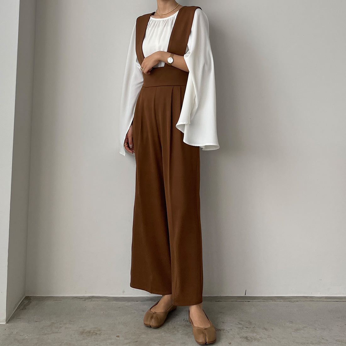 ルエレ Louere Louere 【取り外し可】ワイドサスペンダーハイウエストパンツ