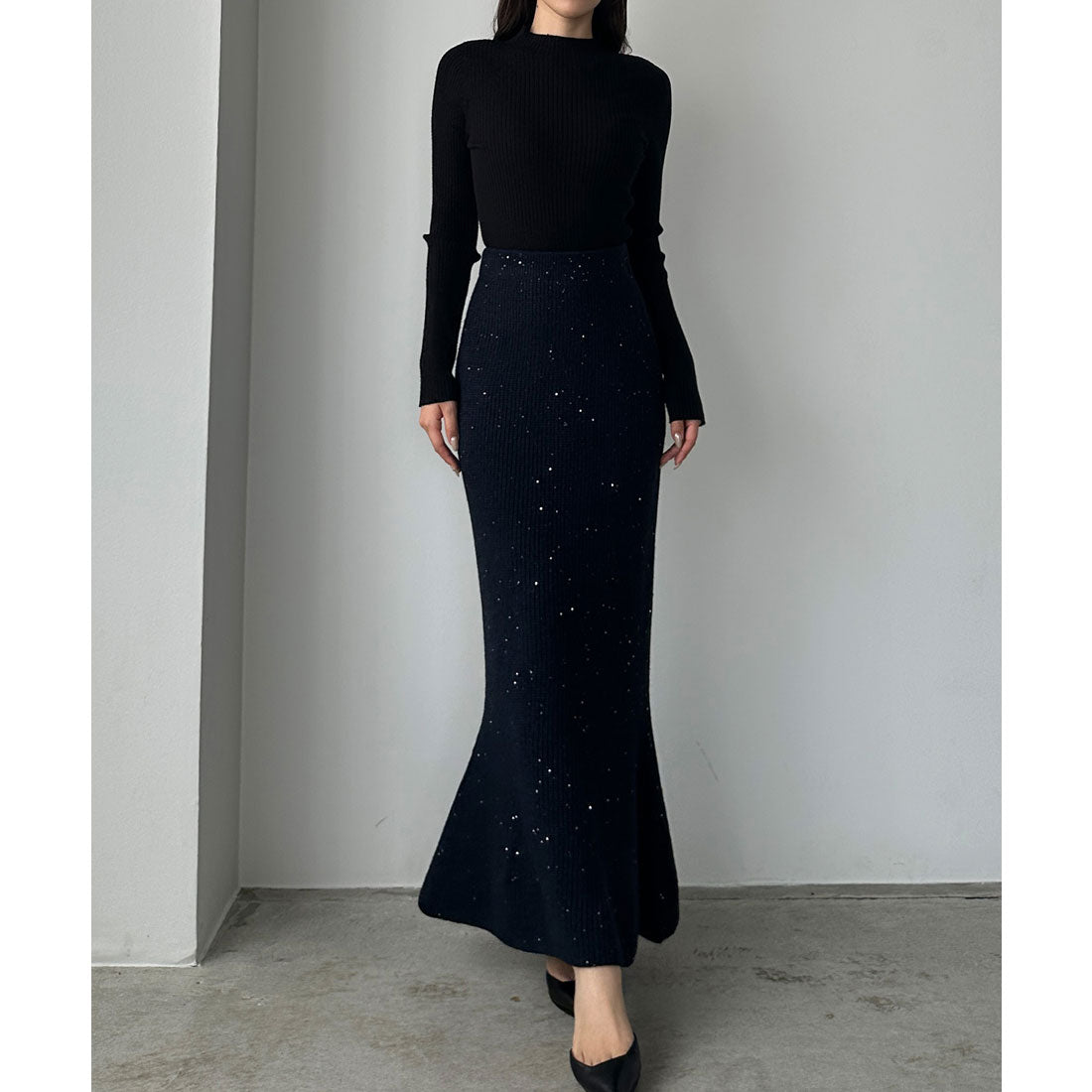 ルエレ Louere Louere スパンコールマーメイドニットスカート （ダークネイビー） ダークネイビー