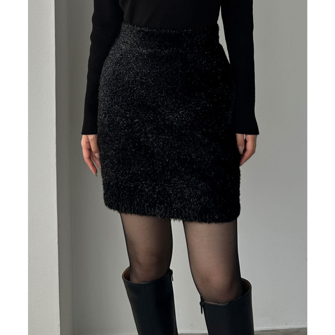 ルエレ Louere Louere キラキラシャギーニットミニスカート （ブラック） ブラック