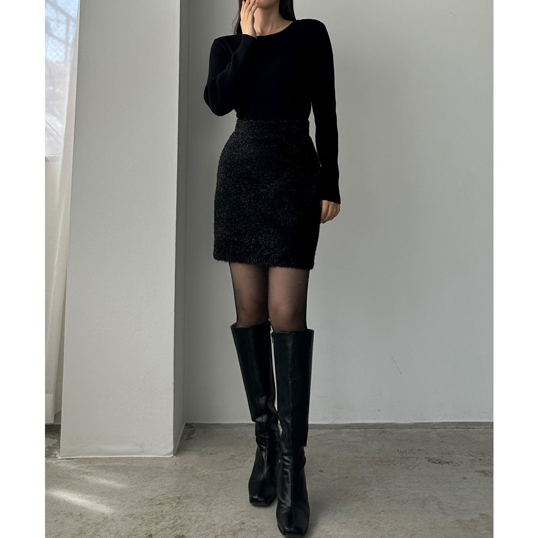 ルエレ Louere Louere キラキラシャギーニットミニスカート （ブラック） ブラック