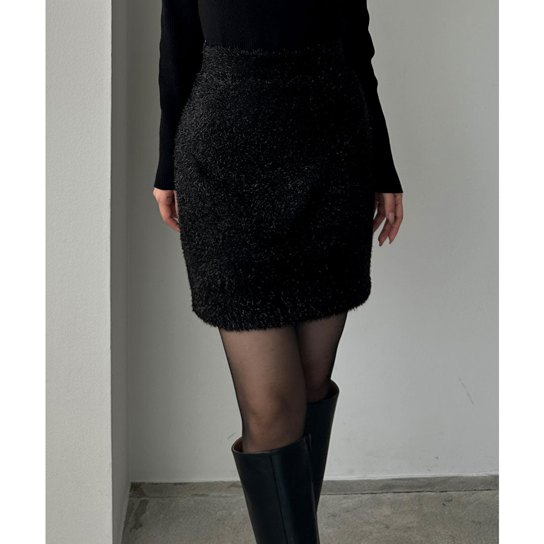 ルエレ Louere Louere キラキラシャギーニットミニスカート （ブラック） ブラック