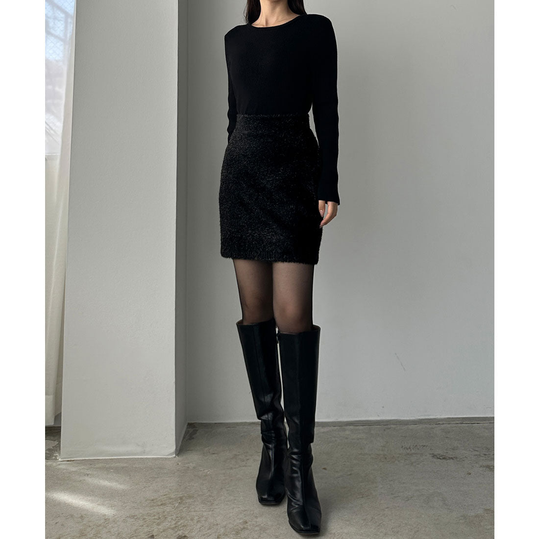 ルエレ Louere Louere キラキラシャギーニットミニスカート （ブラック） ブラック