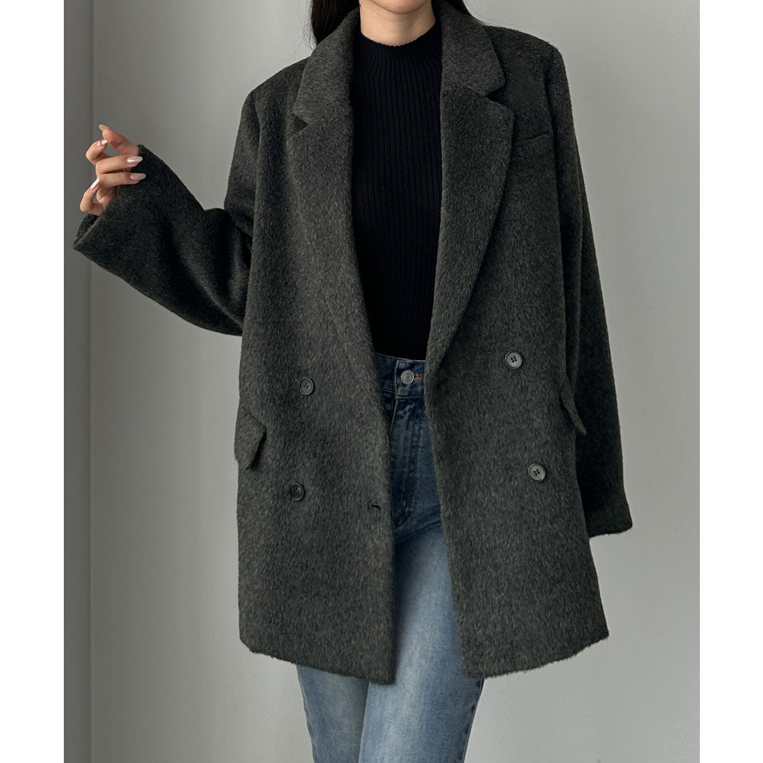 ルエレ Louere Louere シャギーテーラードジャケットコート （ダークグレー） ダークグレー