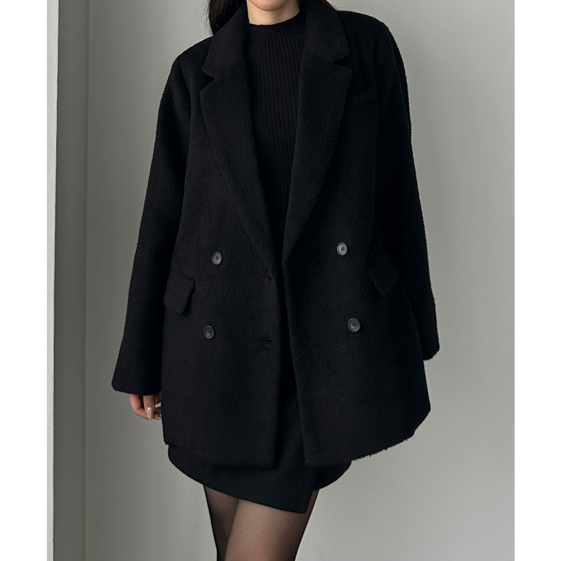 ルエレ Louere Louere シャギーテーラードジャケットコート （ブラック） ブラック