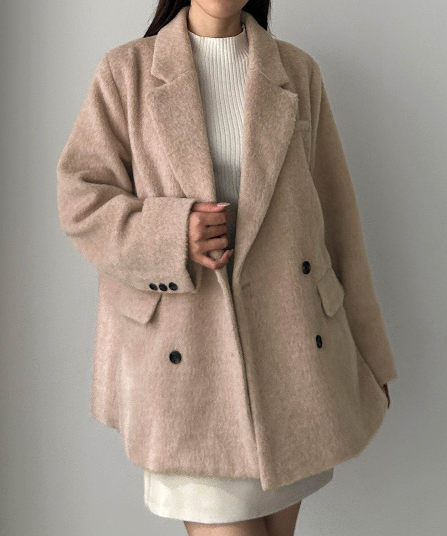 ルエレ Louere Louere シャギーテーラードジャケットコート （クリーム） クリーム