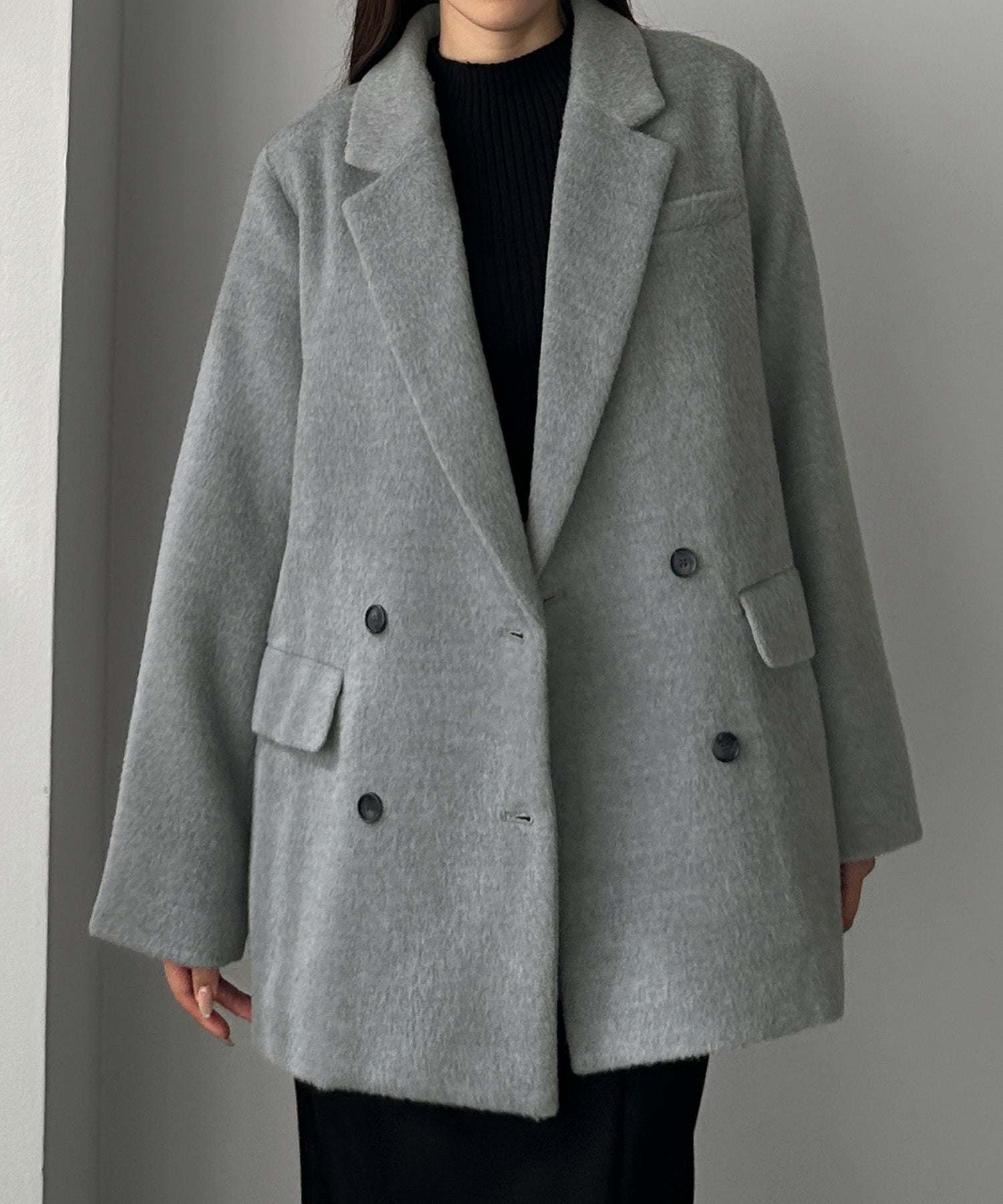 ルエレ Louere Louere シャギーテーラードジャケットコート （グレー） グレー
