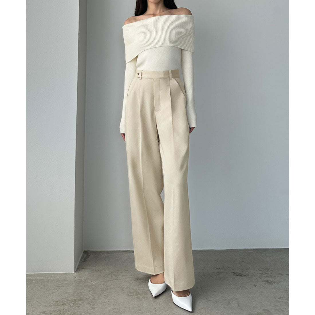 ルエレ Louere Louere ベルトデザインパンツ （アイボリー） アイボリー