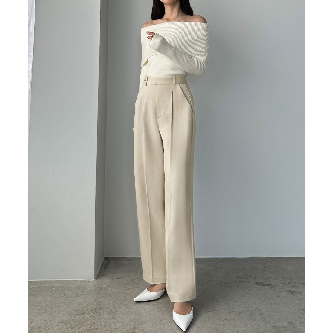 ルエレ Louere Louere ベルトデザインパンツ （アイボリー） アイボリー
