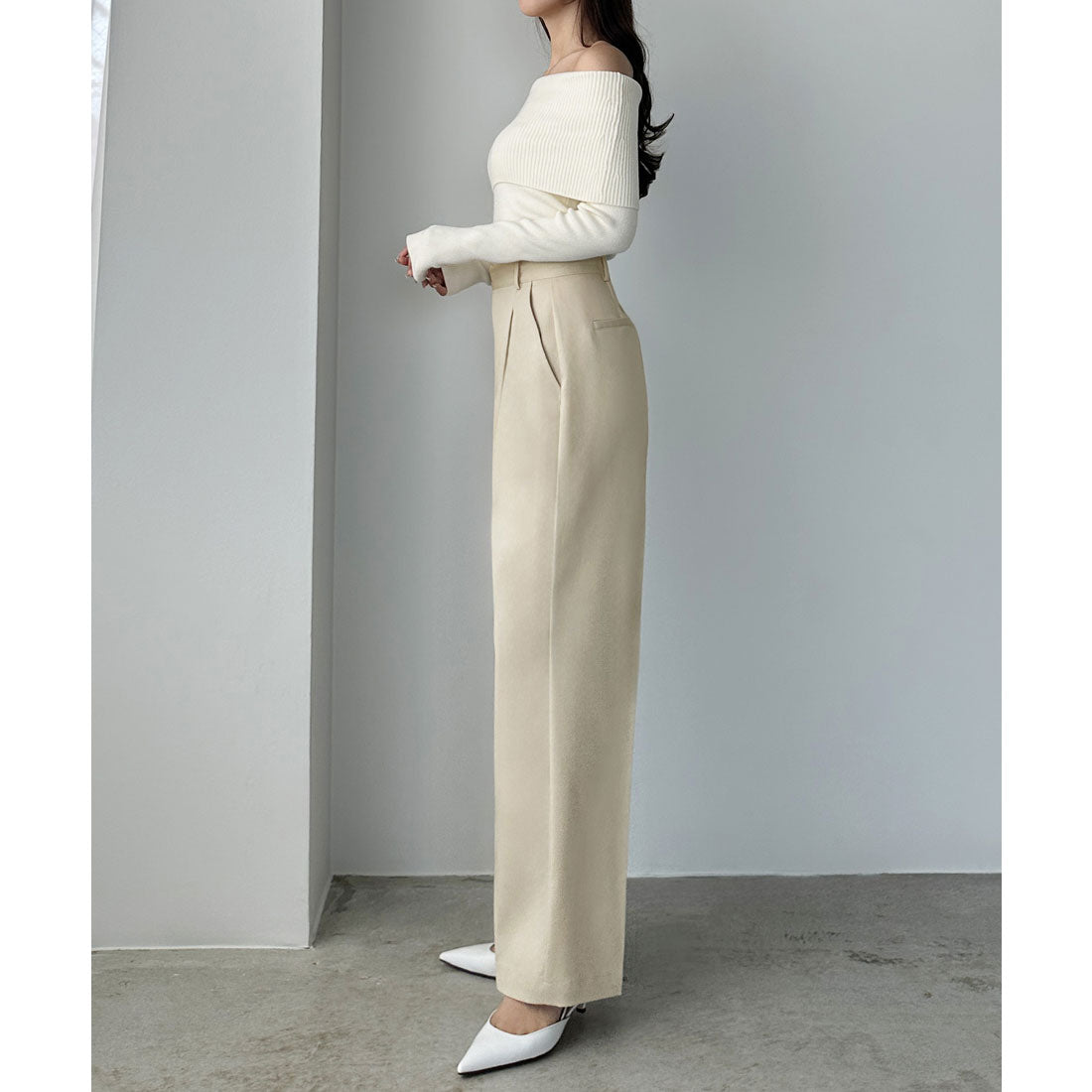 ルエレ Louere Louere ベルトデザインパンツ （アイボリー） アイボリー