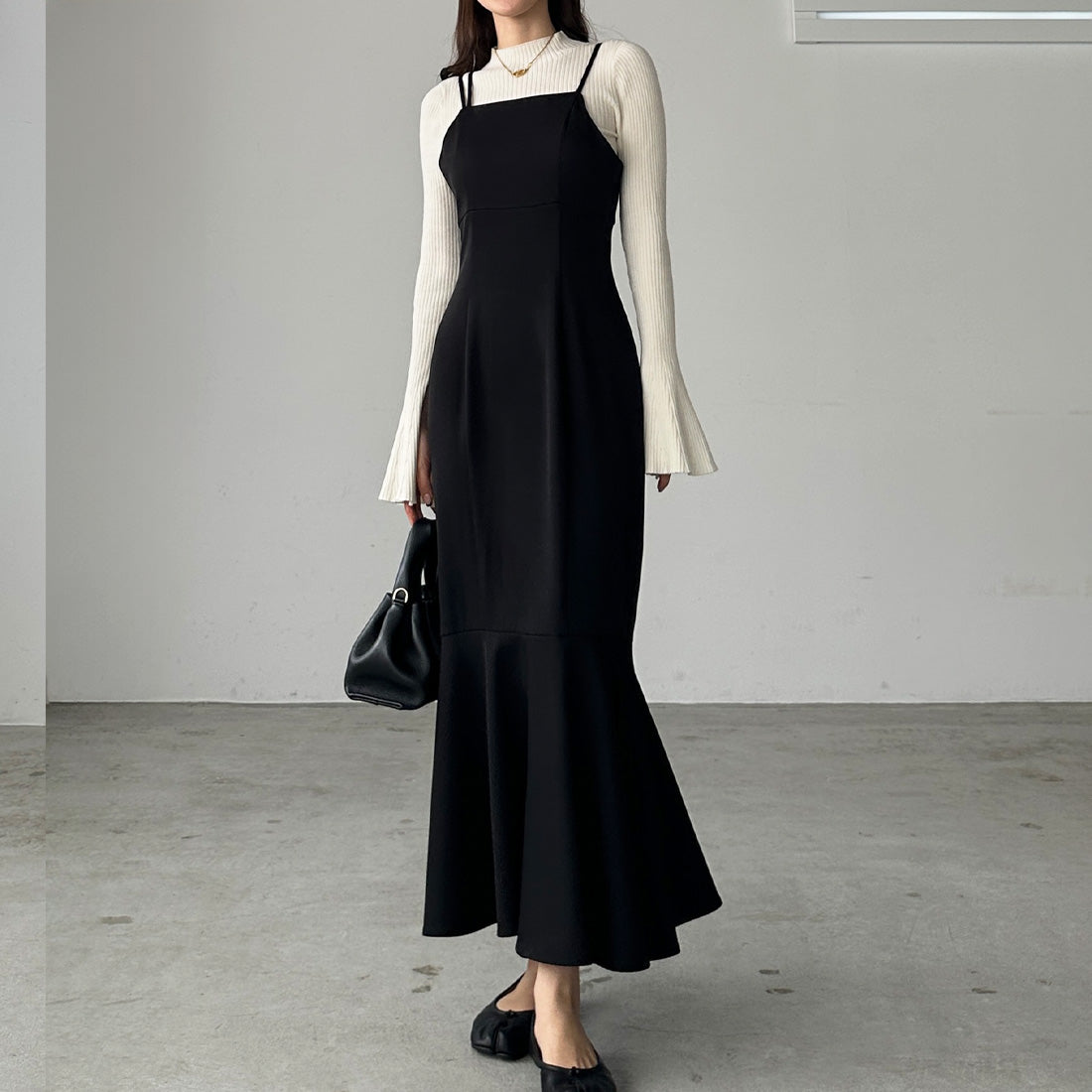 ルエレ Louere アシンメトリーマーメイドキャミワンピース （ブラック） ブラック