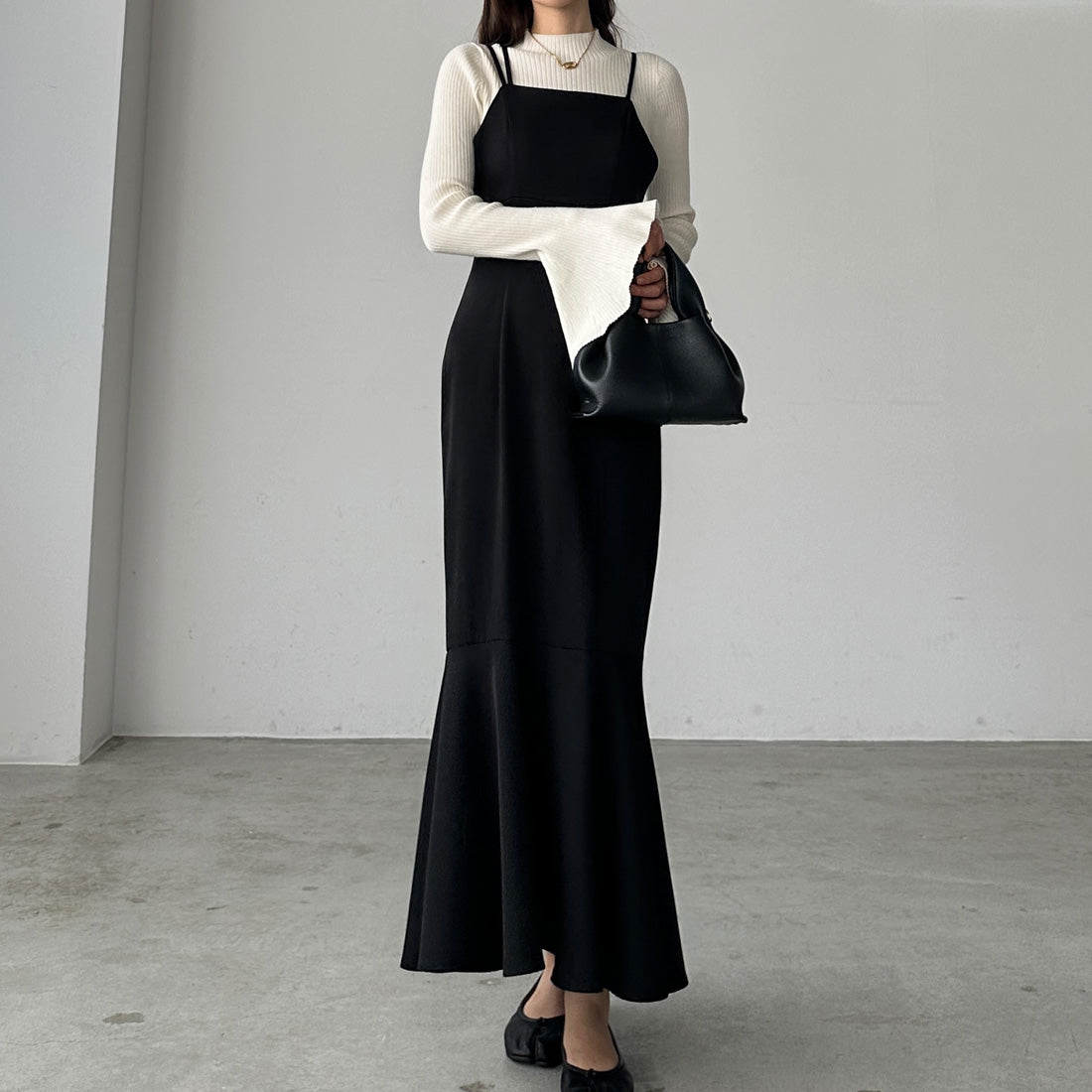 ルエレ Louere アシンメトリーマーメイドキャミワンピース （ブラック） ブラック