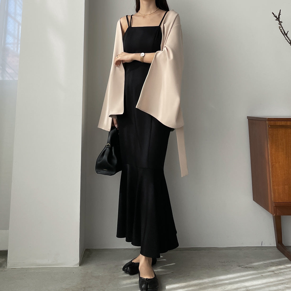 ルエレ Louere アシンメトリーマーメイドキャミワンピース （ブラック） ブラック