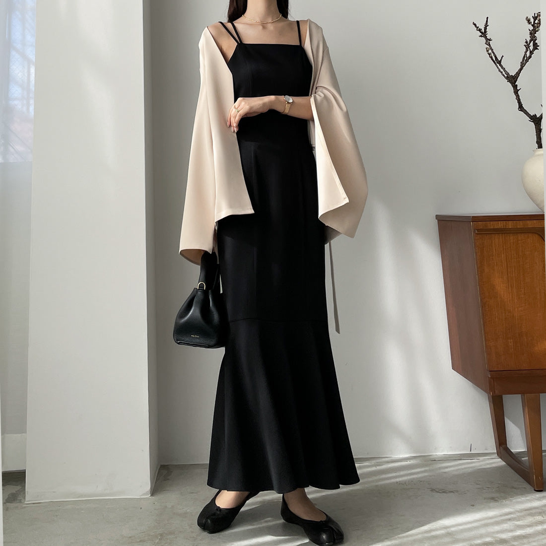 ルエレ Louere アシンメトリーマーメイドキャミワンピース （ブラック） ブラック