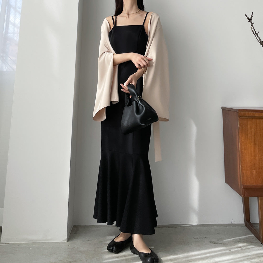 ルエレ Louere アシンメトリーマーメイドキャミワンピース （ブラック） ブラック