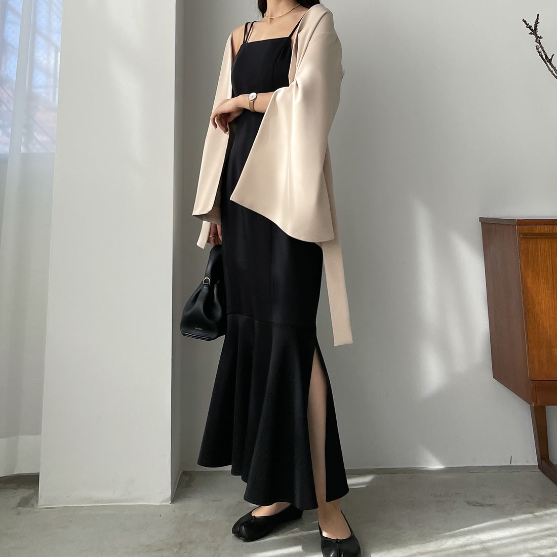 ルエレ Louere アシンメトリーマーメイドキャミワンピース （ブラック） ブラック