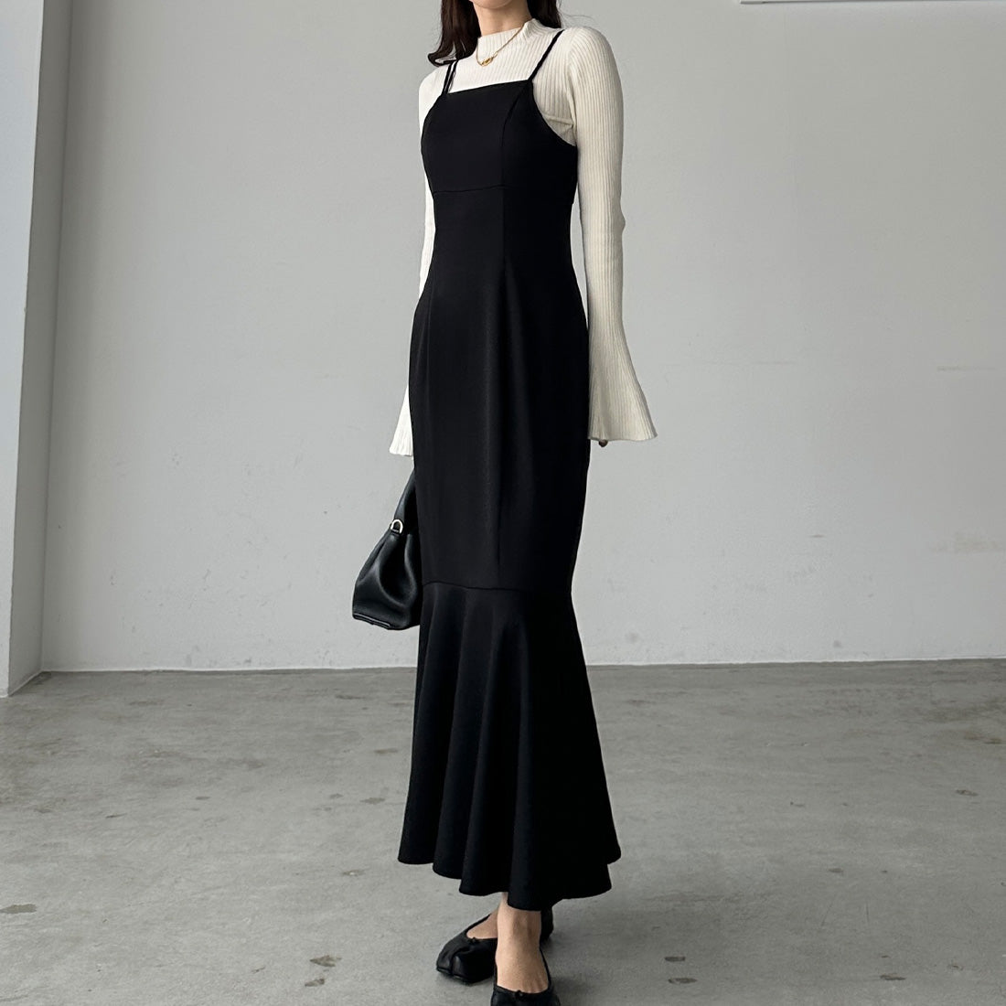 ルエレ Louere アシンメトリーマーメイドキャミワンピース （ブラック） ブラック