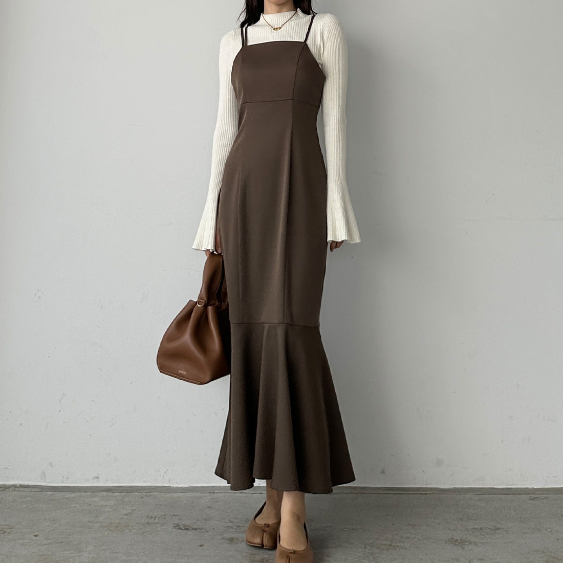 ルエレ Louere アシンメトリーマーメイドキャミワンピース （モカ） モカ