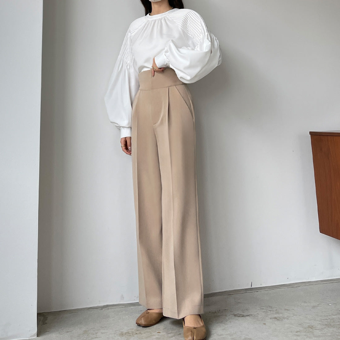 ルエレ Louere Louere ハイウエストタックパンツ