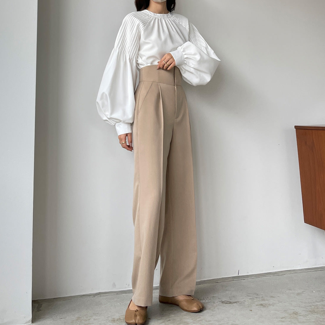 ルエレ Louere Louere ハイウエストタックパンツ