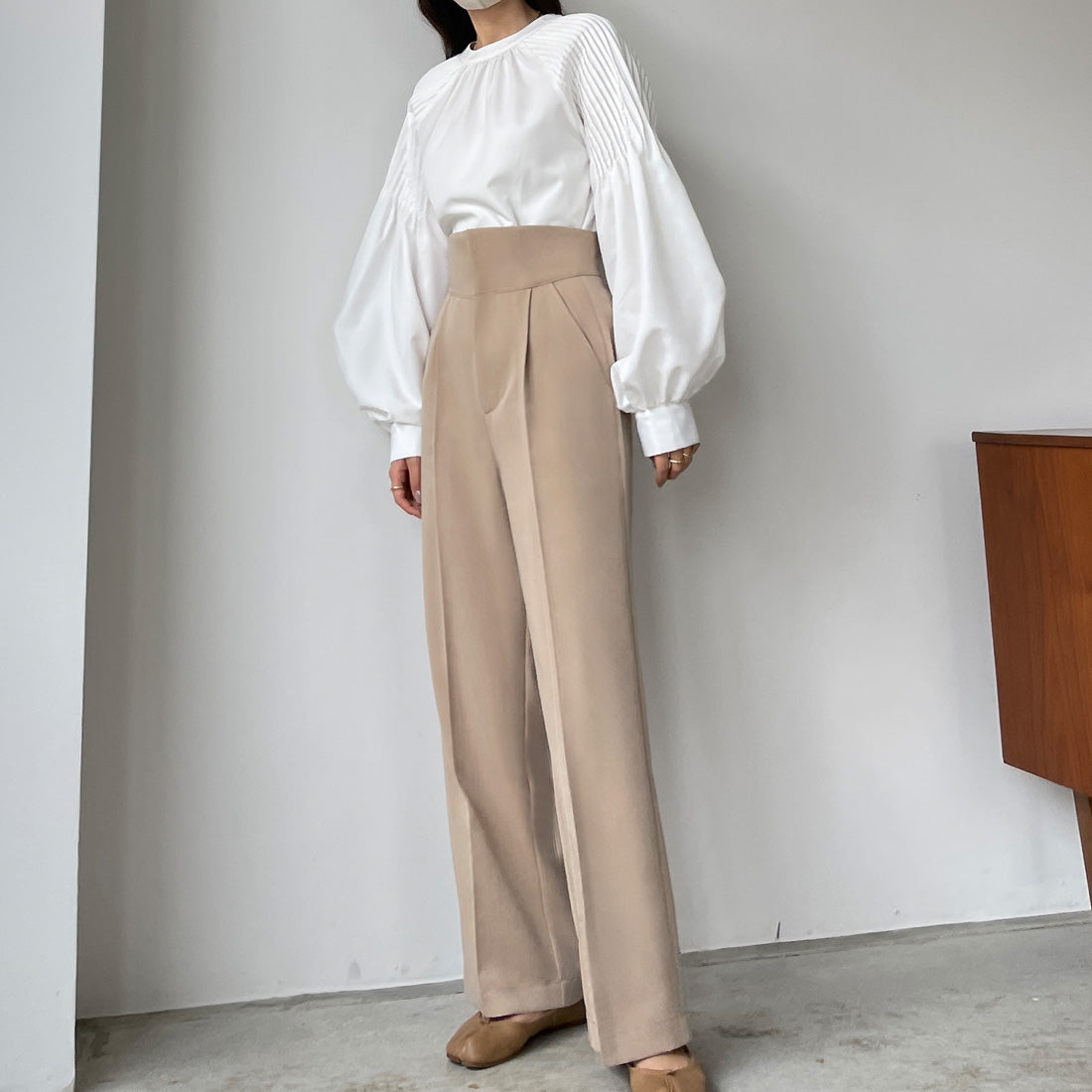 ルエレ Louere Louere ハイウエストタックパンツ
