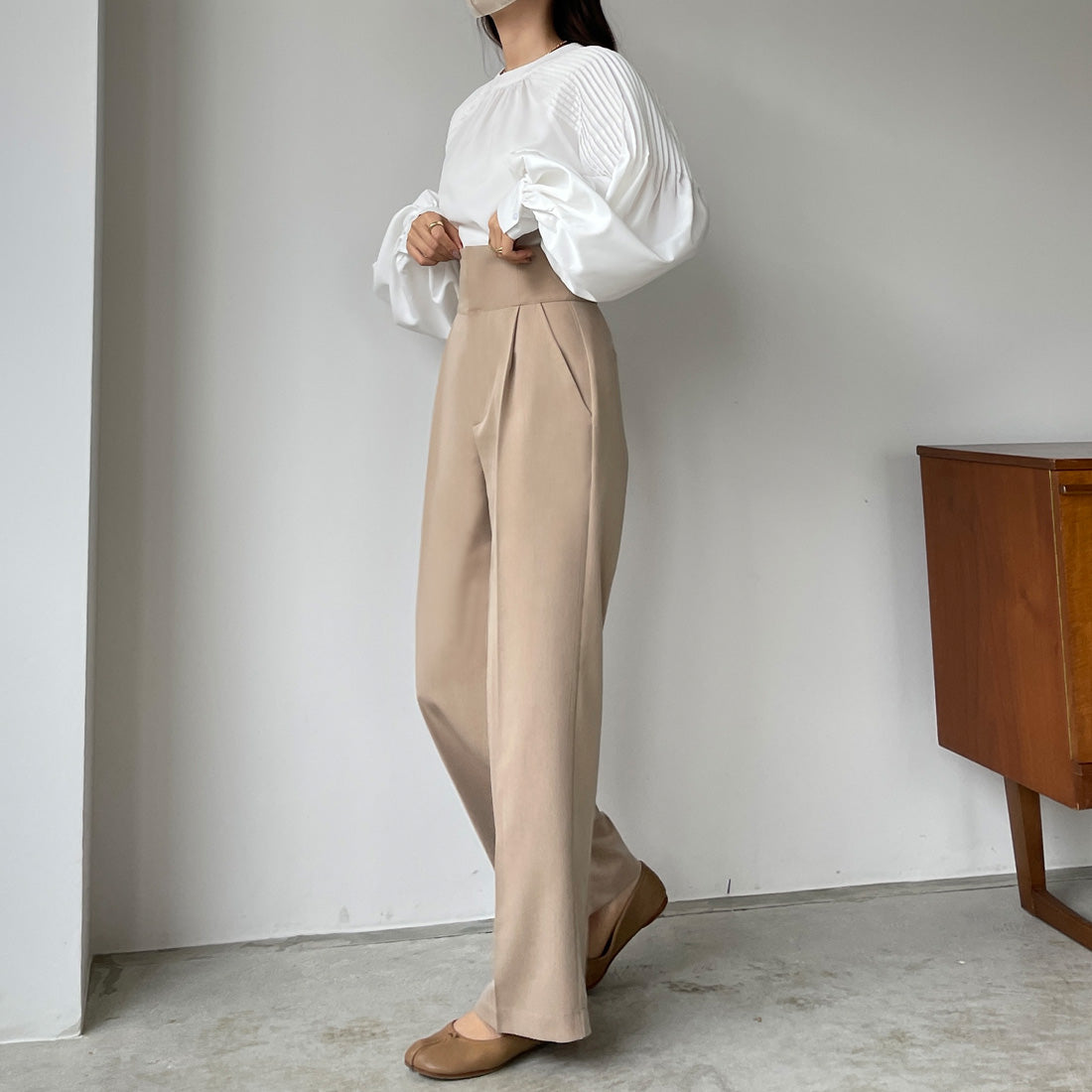 ルエレ Louere Louere ハイウエストタックパンツ