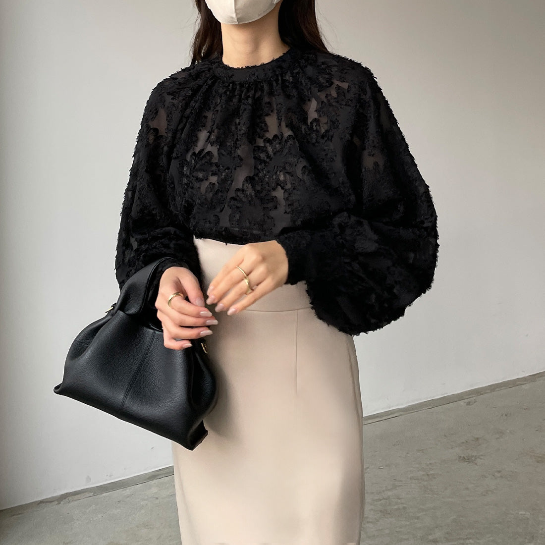 ルエレ Louere シャギーパフスリーブブラウス