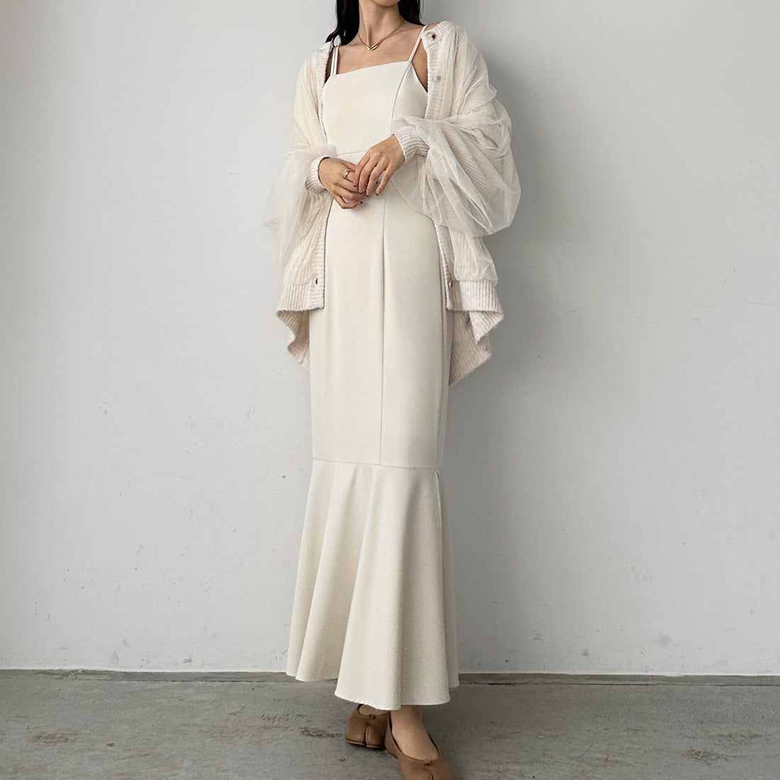 ルエレ Louere Louere アシメストラップマーメイドキャミワンピース （アイボリー） アイボリー