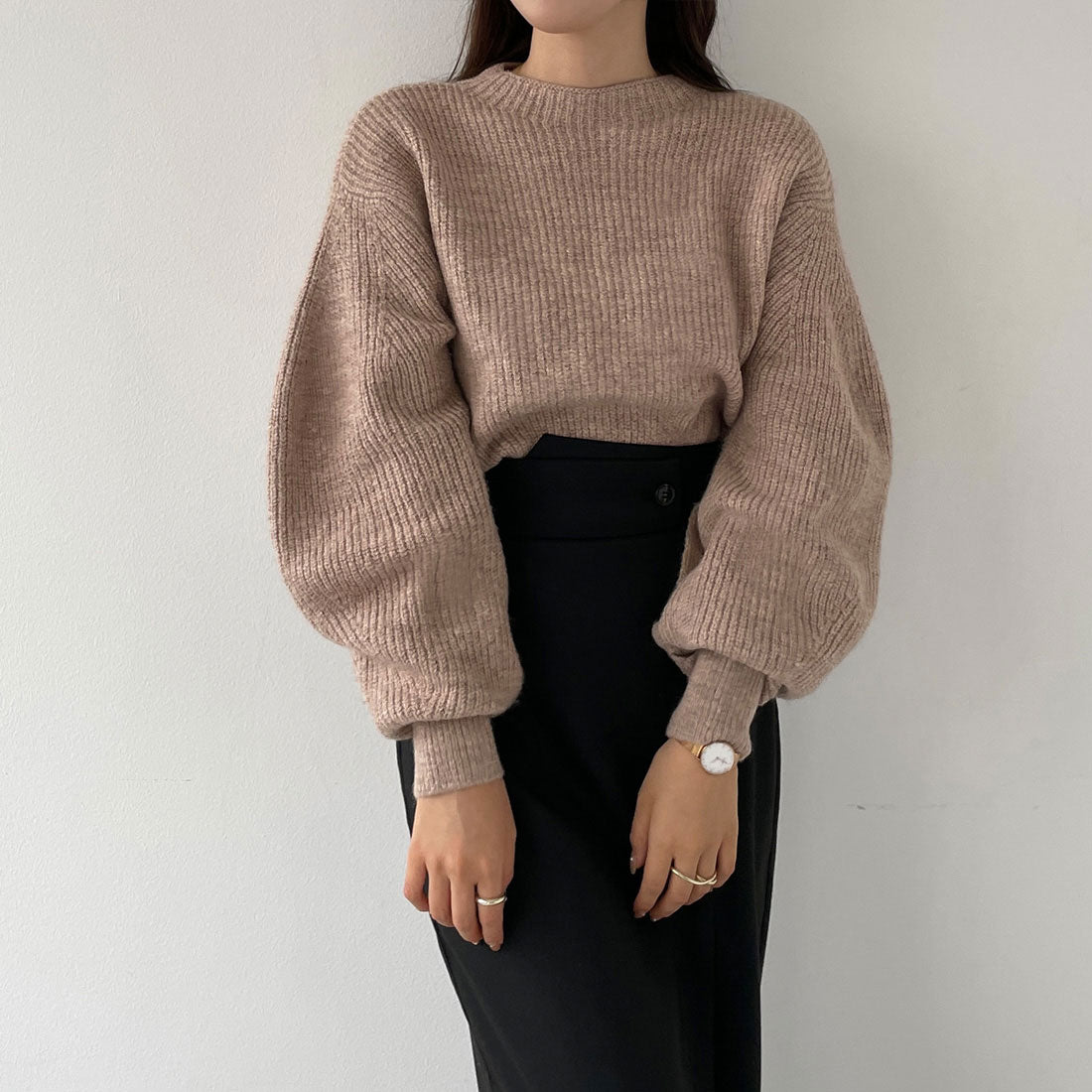 ルエレ Louere Louere スリットパフスリーブショートニット