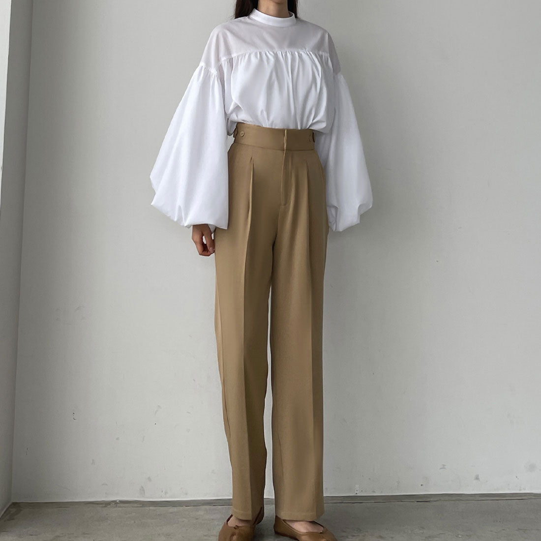ルエレ Louere Louere ウエスト調整可能サイドボタンスラックスパンツ
