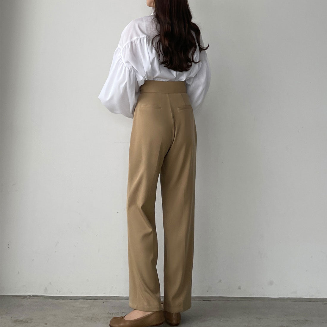 ルエレ Louere Louere ウエスト調整可能サイドボタンスラックスパンツ