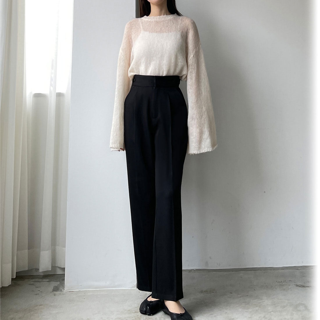 ルエレ Louere Louere ウエスト調整可能サイドボタンスラックスパンツ