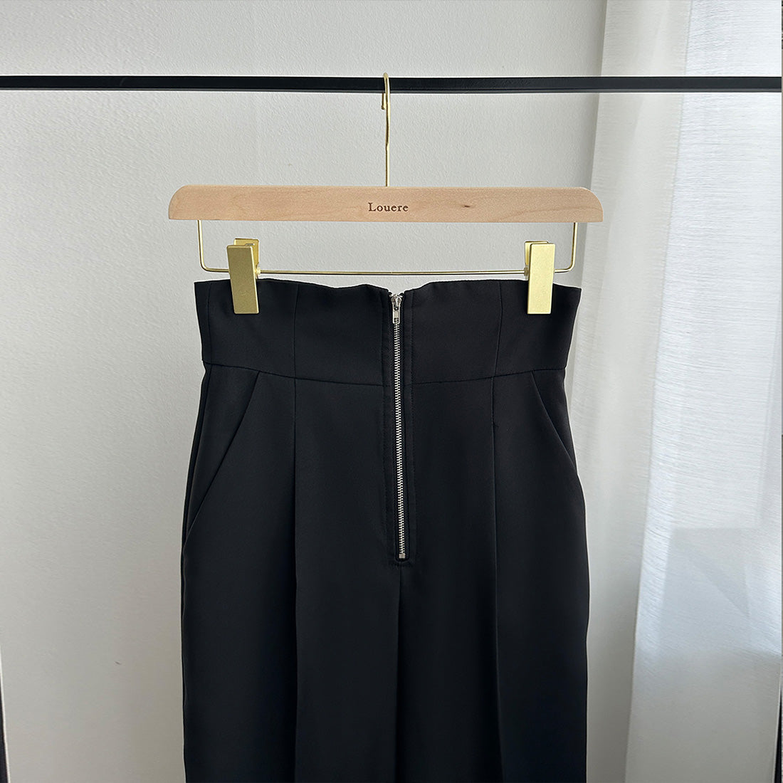 ルエレ Louere Louere フロントジップハイウエストタックパンツ