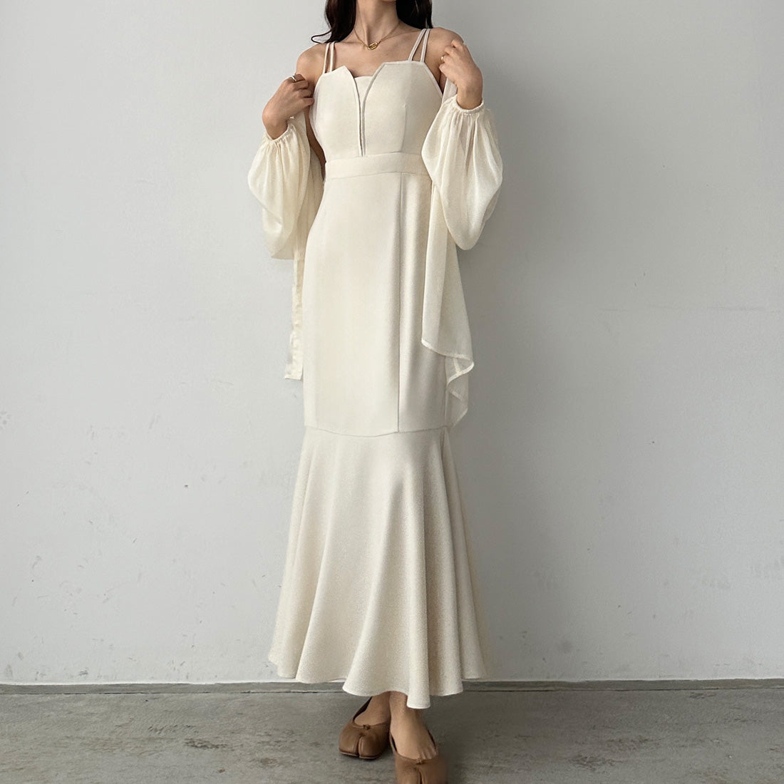 ルエレ Louere Louere デザインフレアキャミワンピース,Bアイボリー