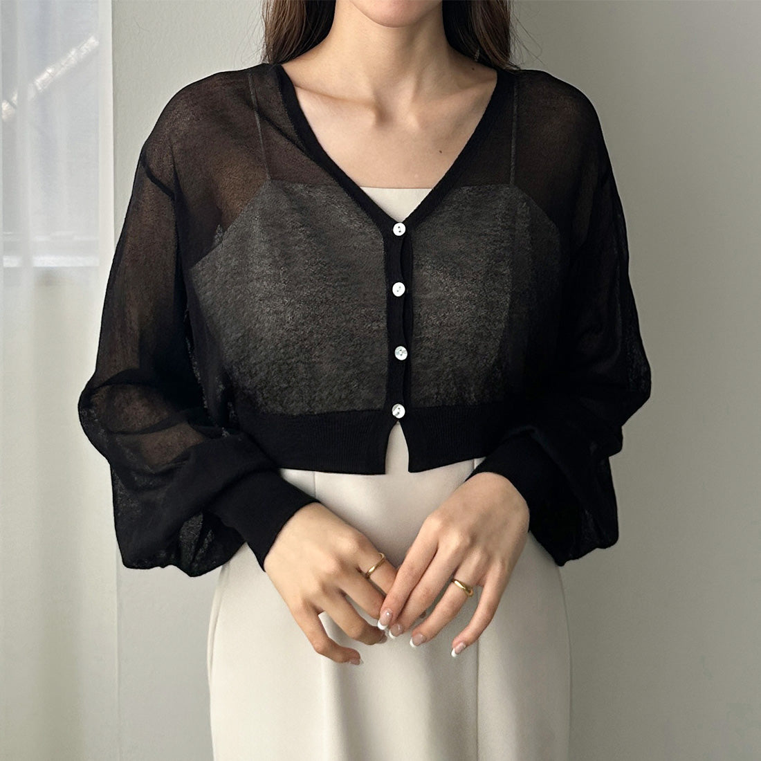 ルエレ Louere Louere シアーニットカーディガン （ブラック） ブラック