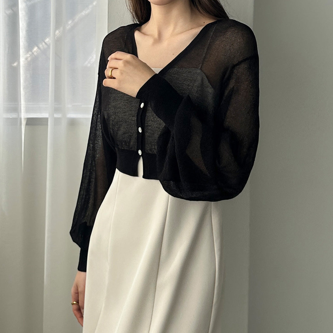 ルエレ Louere Louere シアーニットカーディガン （ブラック） ブラック