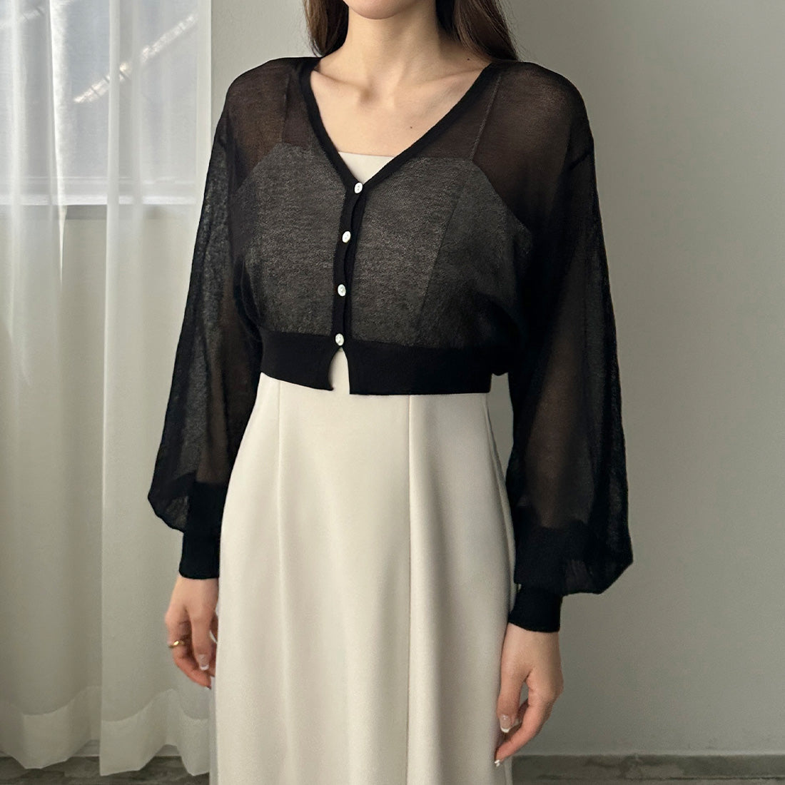 ルエレ Louere Louere シアーニットカーディガン （ブラック） ブラック