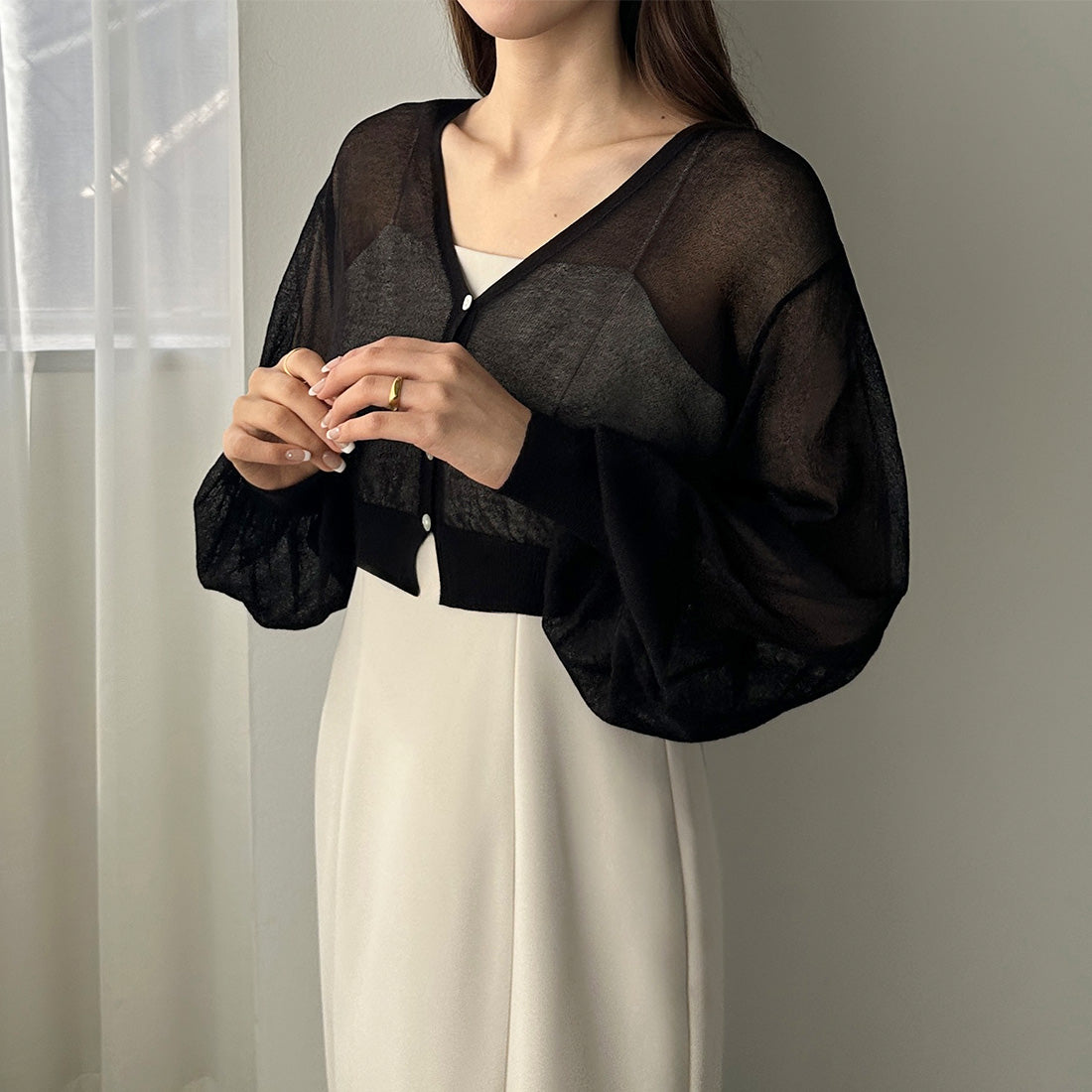 ルエレ Louere Louere シアーニットカーディガン （ブラック） ブラック